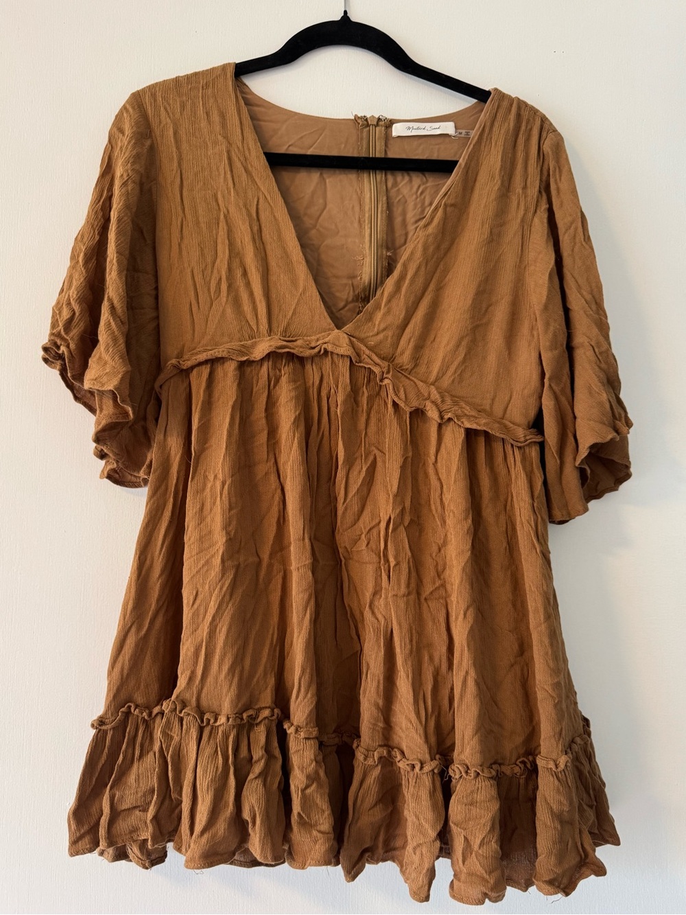 Mustard Seed Camel Brown V-Neck Dress